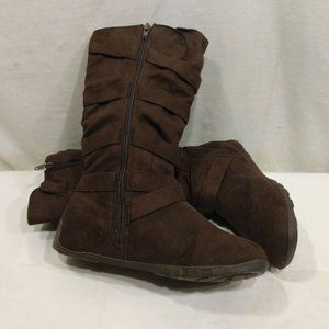No Call Brown Mid Calf Boots Zip Close Womens
